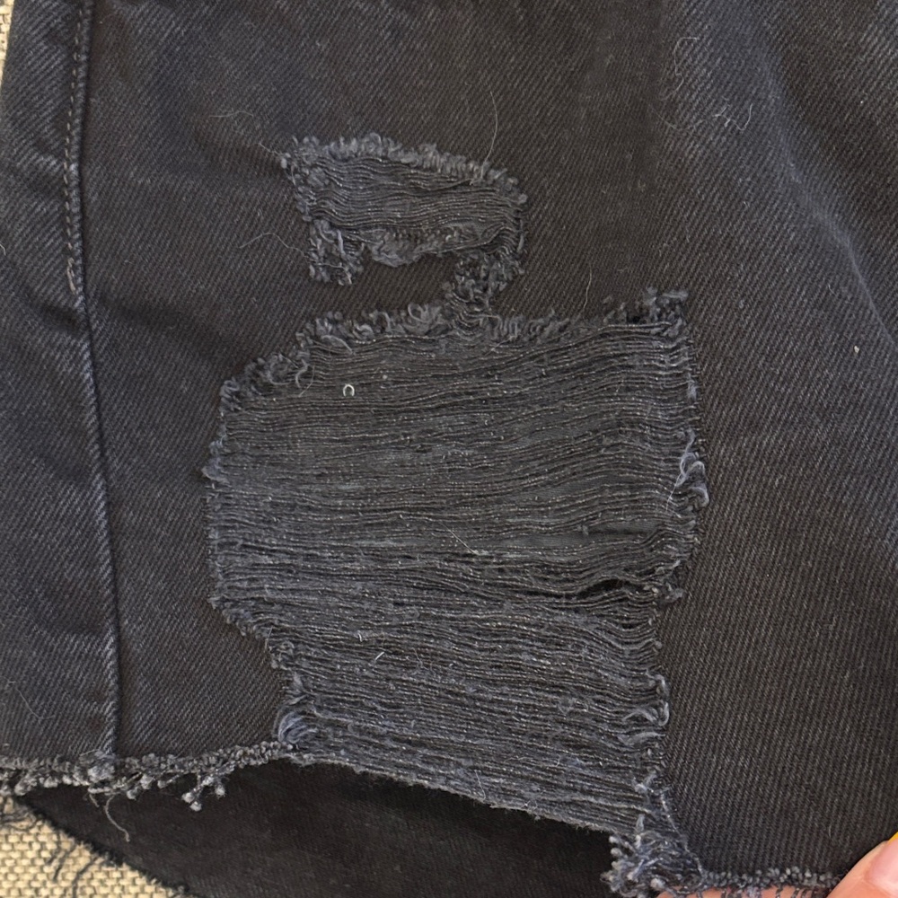 Levi's Black Distressed High-Rise Jean Shorts - Picture 5 of 5